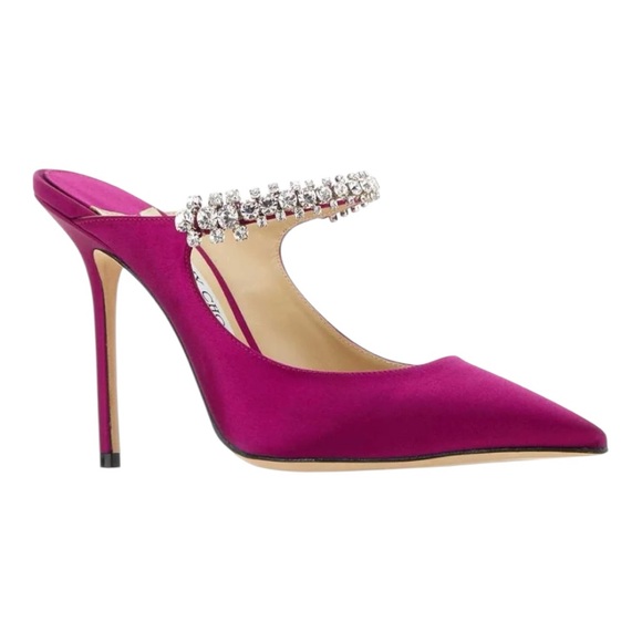 Shoes - JIMMY CHOO Women Purple Strap Bing 100 Stiletto Slip On Heeled Mules US 7/EUR 37